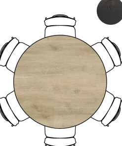 ARVADA bartafel 140 cm - rond - centrale poot - naturel eiken