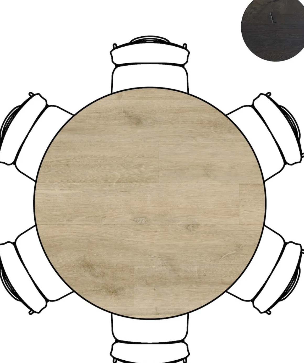 ARVADA bartafel 140 cm - rond - centrale poot - naturel eiken