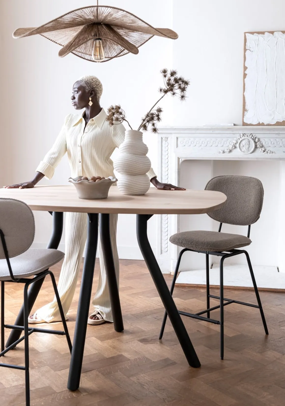 ARVADA bartafel 160 x 100 cm - ovaal - marmerlook