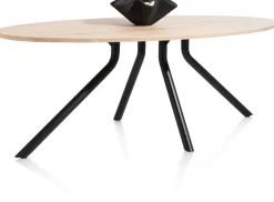 Arvada ellipsvormige eiken eettafel met metalen poot 220x110cm