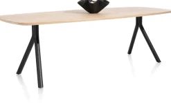 Arvada ovale eiken eettafel met zwart metalen poten 160x100cm