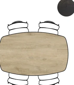 Arvada ovale eiken eettafel met zwart metalen poten 160x100cm