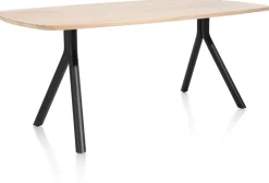 Arvada ovale eiken eettafel met zwart metalen poten 160x100cm