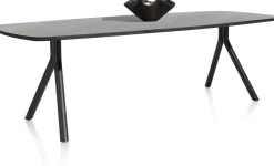 Arvada ovale eiken eettafel met zwart metalen poten 250x110cm