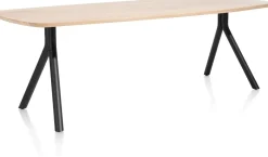 Arvada ovale eiken eettafel met zwart metalen poten 220x110cm