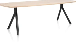 Arvada ovale eiken eettafel met zwart metalen poten 220x110cm