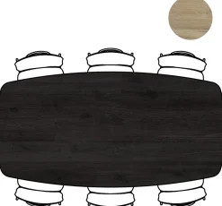 Arvada ovale eiken eettafel met zwart metalen poot 220x110cm