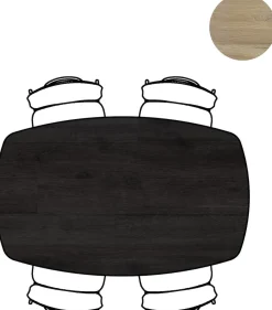 Arvada ovale eiken eettafel met zwart metalen poot 160x100cm