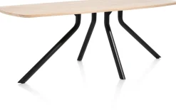 Arvada ovale eiken eettafel met zwart metalen poot 220x110cm