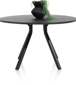Arvada ronde eiken eettafel met zwart metalen poot 140cm