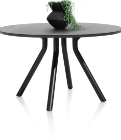 Arvada ronde eiken eettafel met zwart metalen poot 140cm