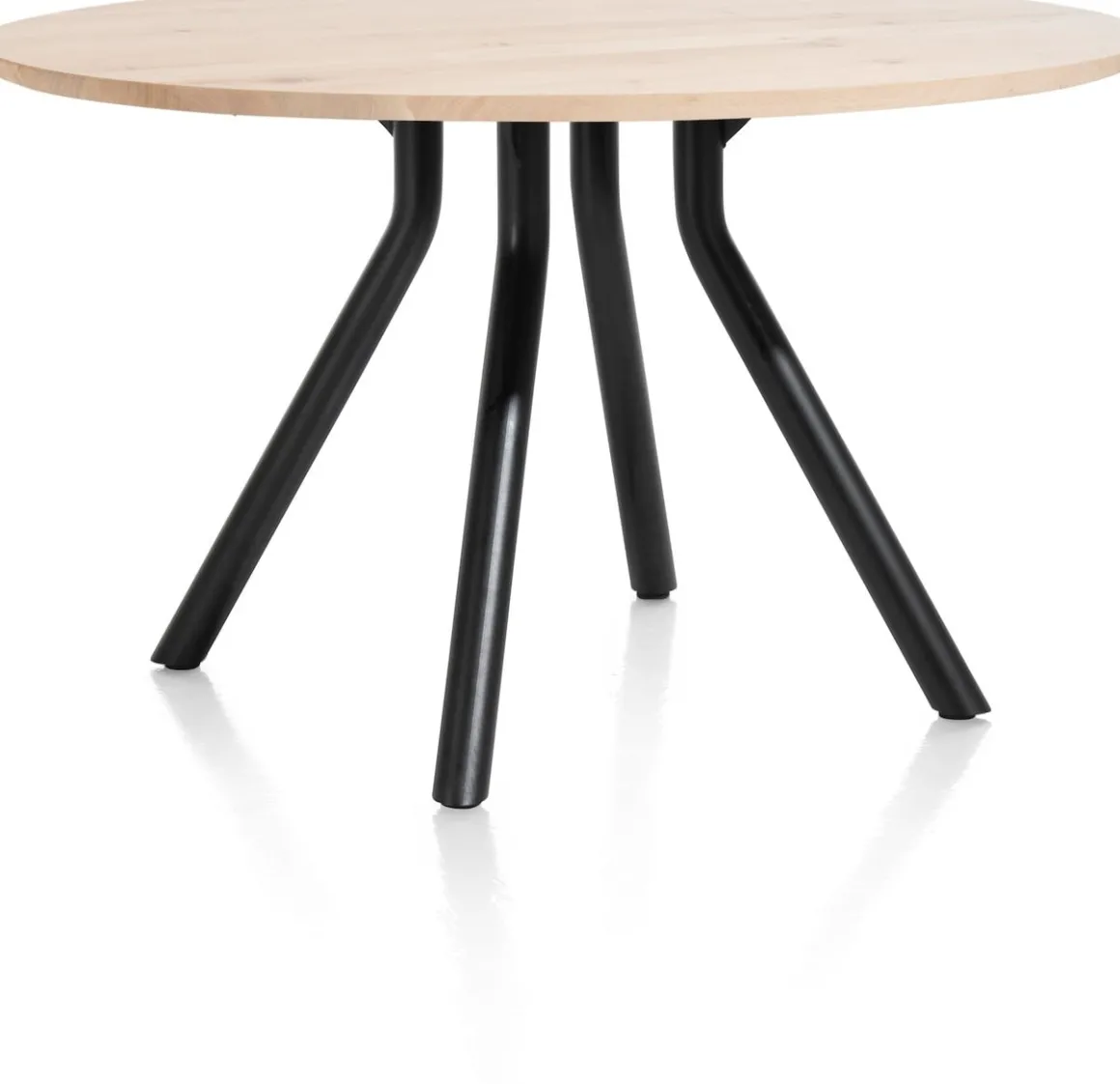 Arvada ronde eiken eettafel met zwart metalen poot 125cm