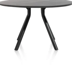 Arvada ronde eiken eettafel met zwart metalen poot 125cm
