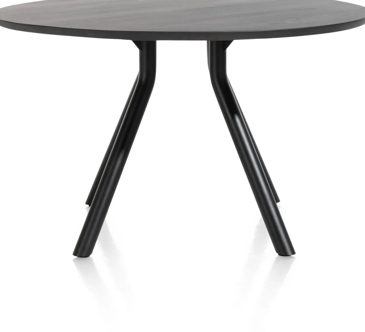 Arvada ronde eiken eettafel met zwart metalen poot 125cm