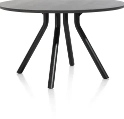 Arvada ronde eiken eettafel met zwart metalen poot 125cm