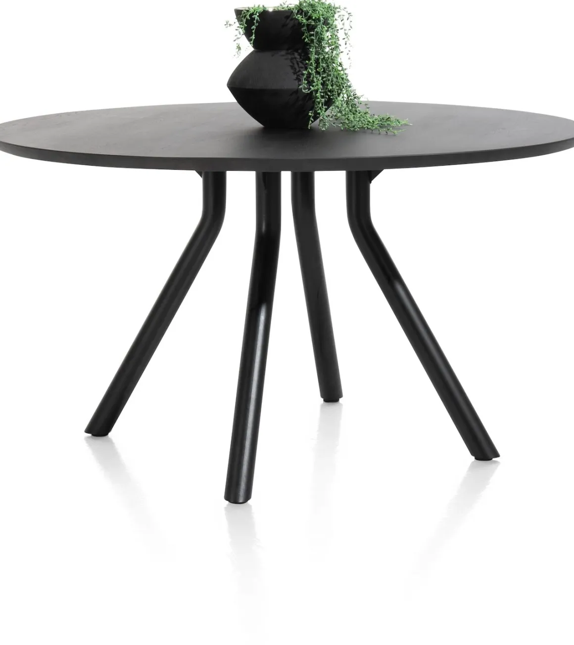 Arvada ronde eiken eettafel met zwart metalen poot 125cm