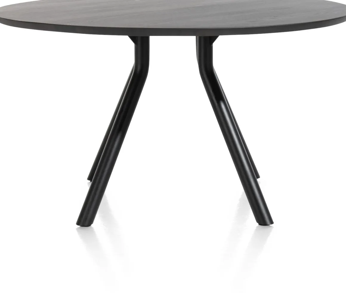 Arvada ronde eiken eettafel met zwart metalen poot 125cm