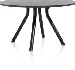 Arvada ronde eiken eettafel met zwart metalen poot 125cm