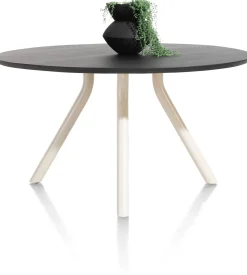 ARVADA tafel 125 cm - rond - centrale poot Nebbia - onyx