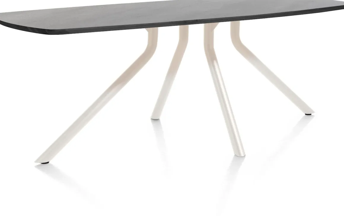 ARVADA tafel 220 x 110 cm - ovaal - centrale poot Nebbia - onyx