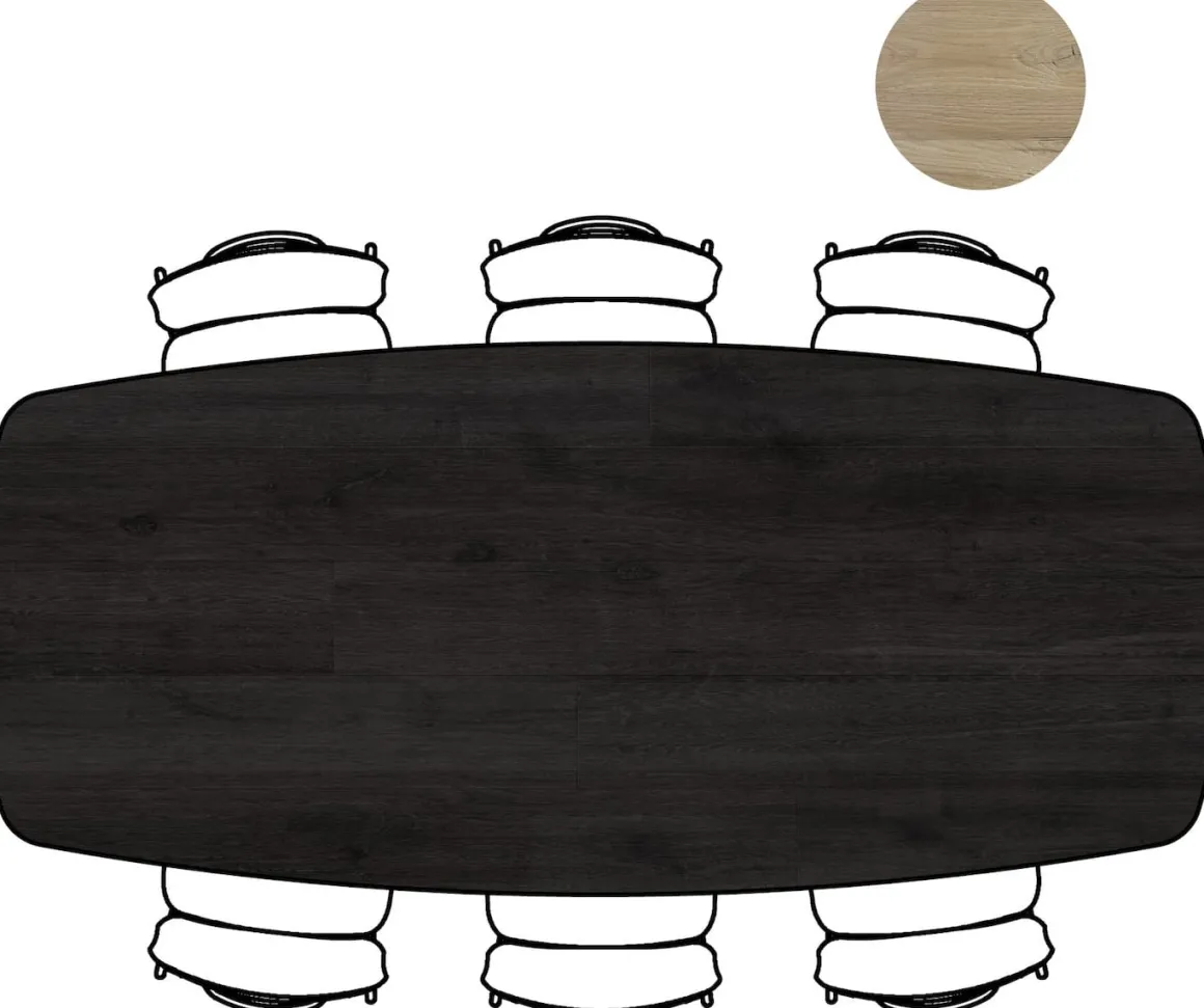 ARVADA tafel 220 x 110 cm - ovaal - centrale poot Nebbia - onyx