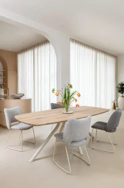 ARVADA tafel 190 x 100 cm - ovaal - centrale poot Nebbia