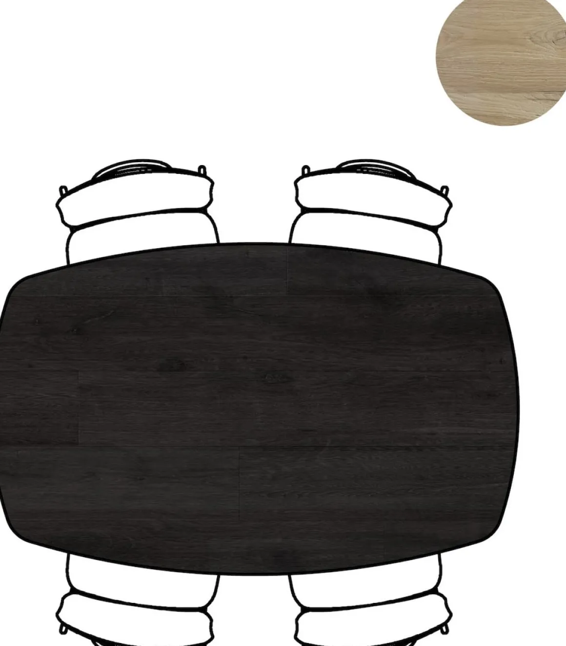 ARVADA tafel 160 x 100 cm - ovaal - centrale poot Nebbia - onyx