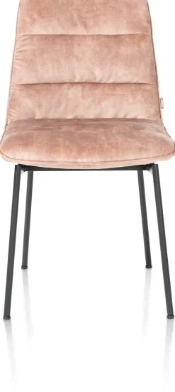 Aurora velours eetkamerstoel met zwart metalen frame