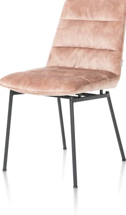 Aurora velours eetkamerstoel met zwart metalen frame