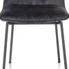 Aurora velours eetkamerstoel met zwart metalen frame