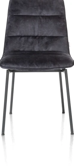 Aurora velours eetkamerstoel met zwart metalen frame