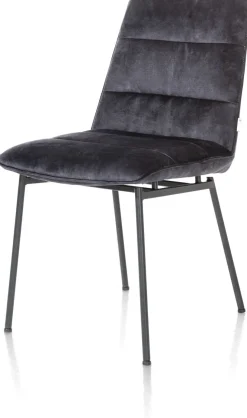 Aurora velours eetkamerstoel met zwart metalen frame