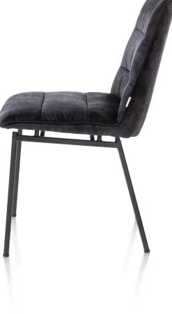 Aurora velours eetkamerstoel met zwart metalen frame