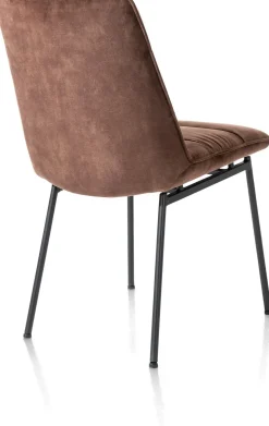 Aurora velours eetkamerstoel met zwart metalen frame