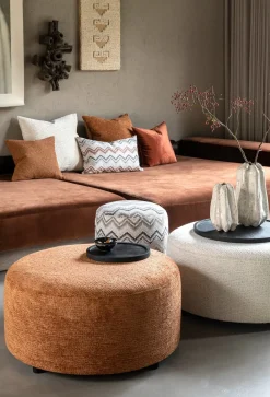 BeautiQ - Chic poef - rond 80 cm in de kleur Crème - COCOmaison