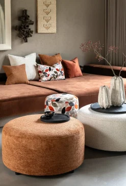 BeautiQ - Elite poef - rond 42 cm in de kleur Koper