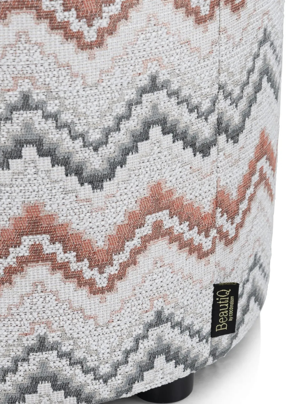 BeautiQ - Lush poef - rond 42 cm in de kleur Koper - COCOmaison