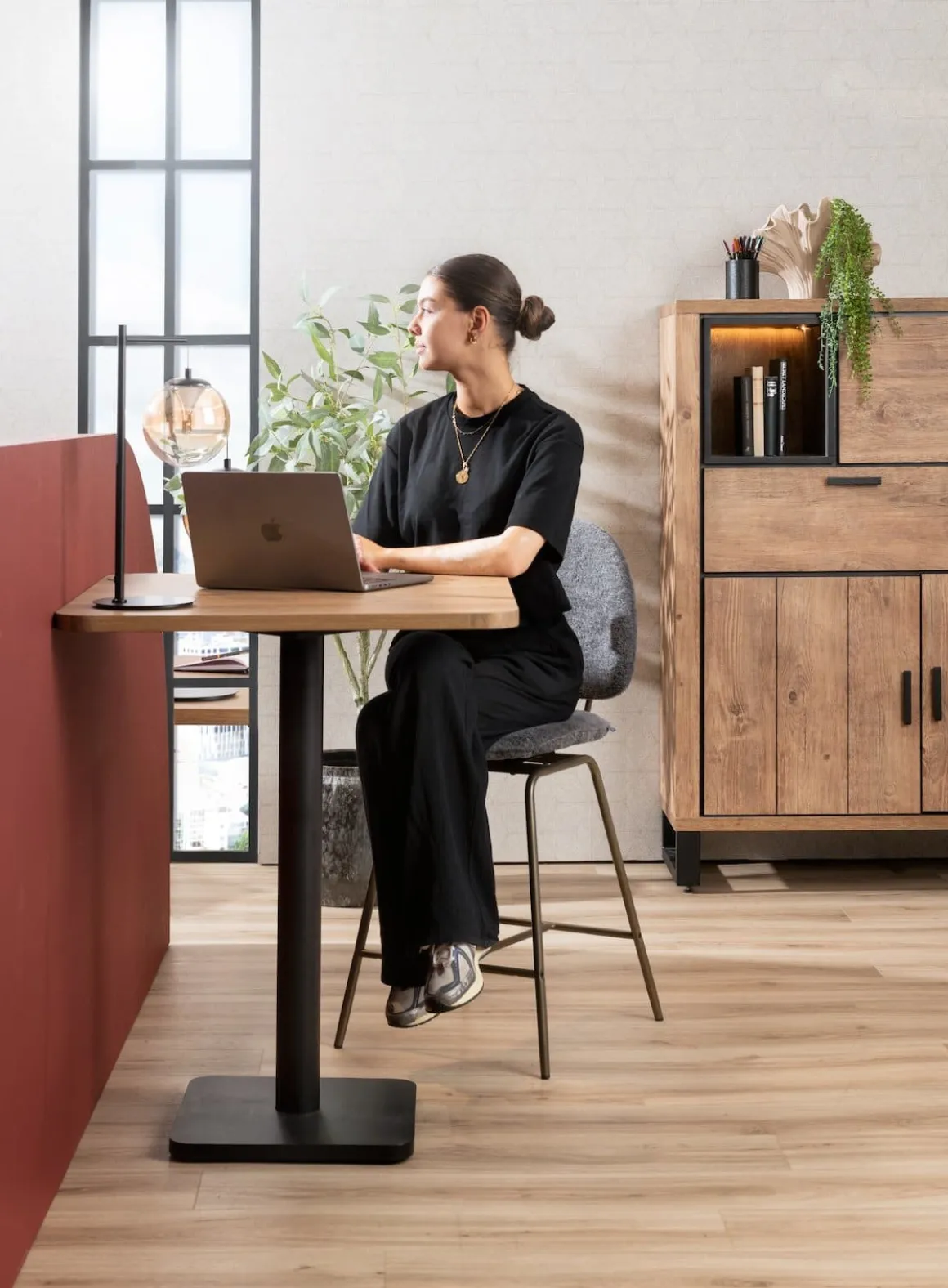 Brest bartafel vintage oak (75x75cm) kleur Zwart van COCOmaison