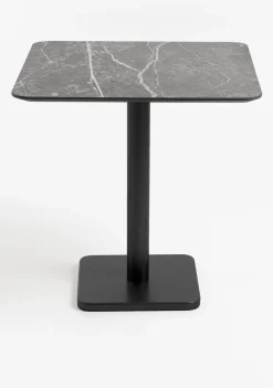 Brest bistrotafel marble light grey (75x75cm) kleur Zwart