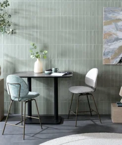 Brest bistrotafel marble light grey (120x75cm) kleur Zwart