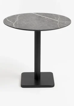 Brest bistrotafel marble light grey (D80cm) kleur Zwart