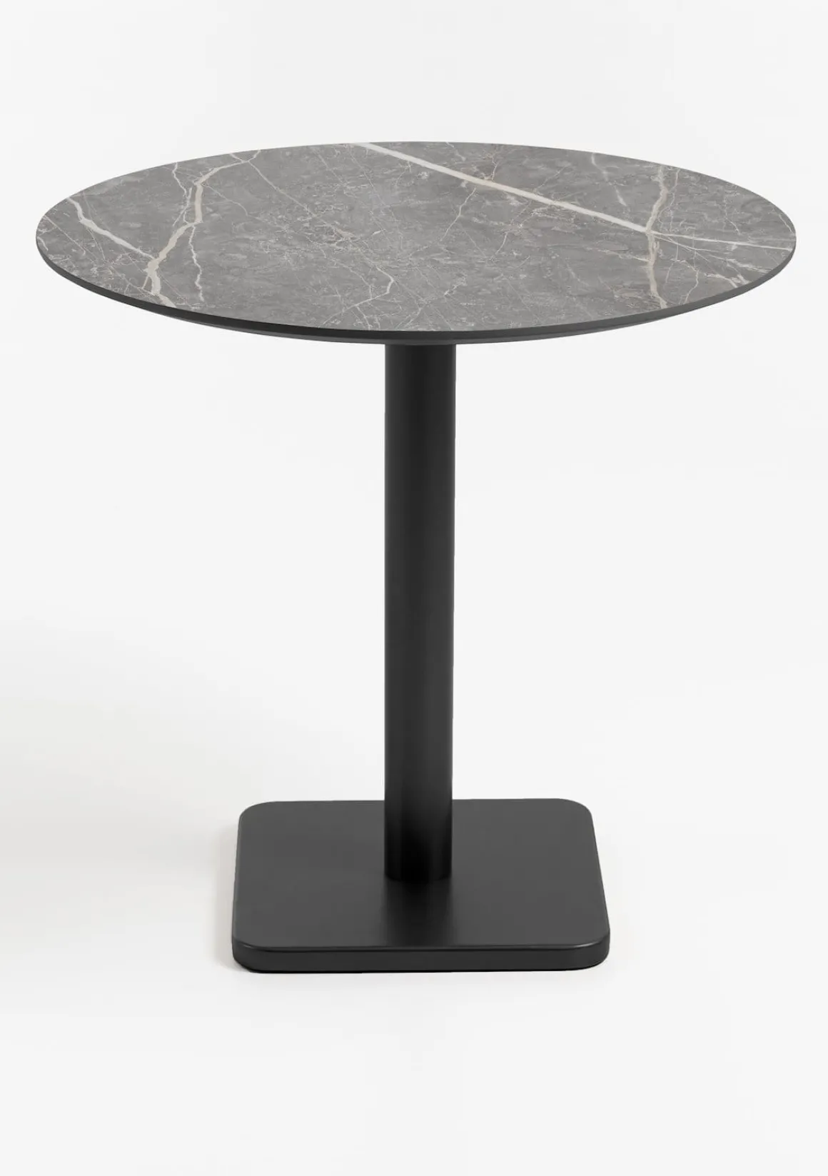 Brest bistrotafel marble light grey (D80cm) kleur Zwart