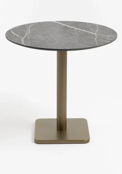 Brest bistrotafel marble light grey (D80cm) kleur Goud