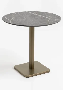 Brest bistrotafel marble light grey (D80cm) kleur Goud