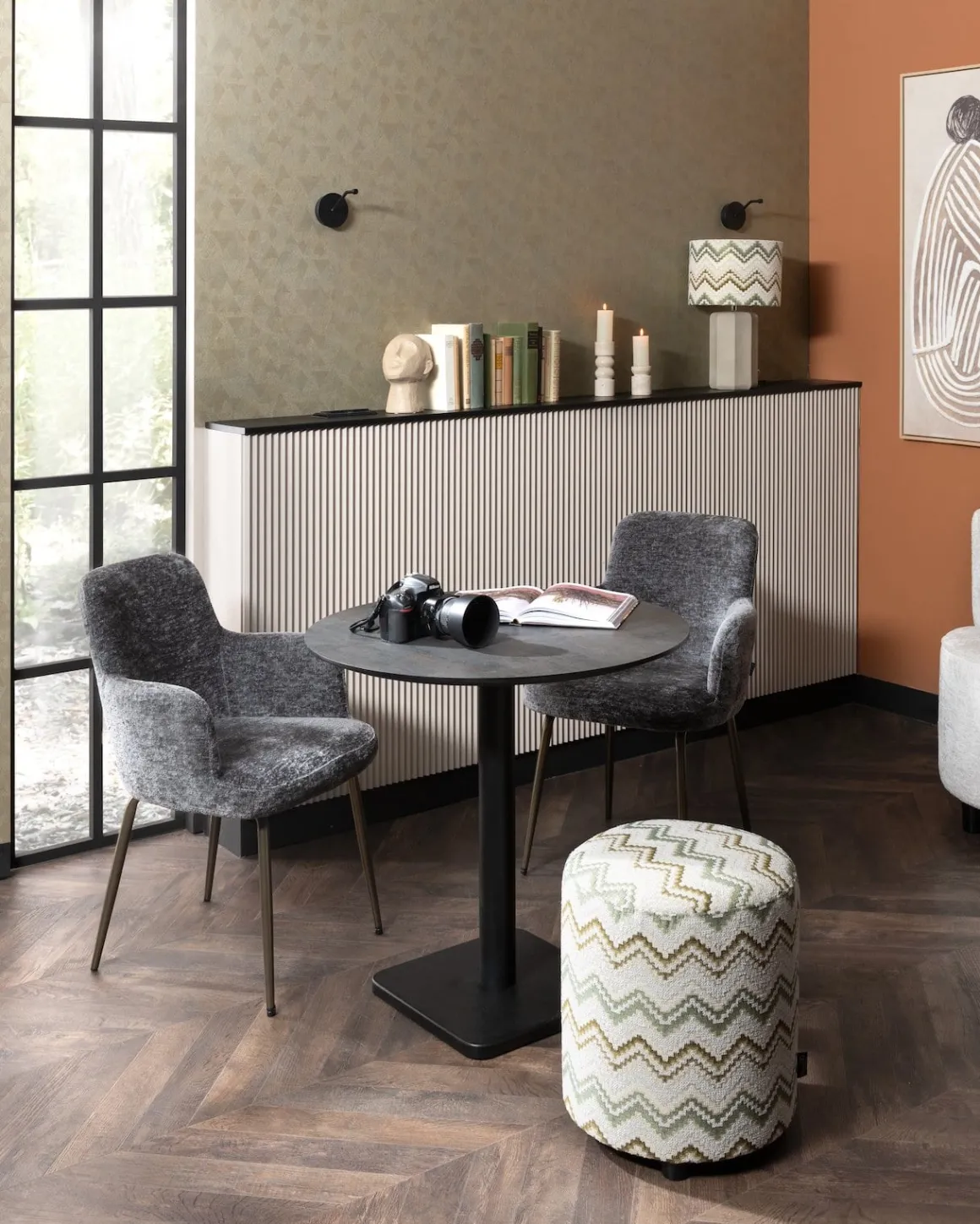 Brest bistrotafel stone (D80cm) in kleur Zwart van COCOmaison