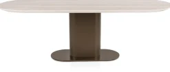 Brianto, eetkamertafel 240 x 100 cm - keramiek blad Travertin - Steel Brown