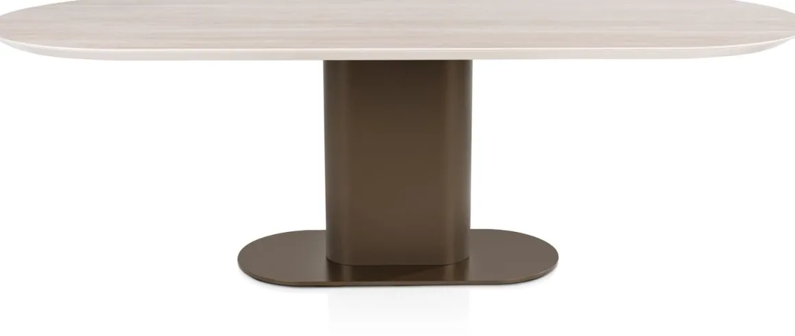 Brianto, eetkamertafel 240 x 100 cm - keramiek blad Travertin - Steel Brown