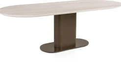 Brianto, eetkamertafel 240 x 100 cm - keramiek blad Travertin - Steel Brown