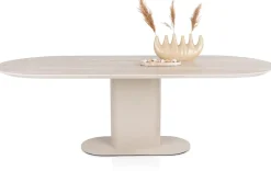 Brianto, eetkamertafel 240 x 100 cm - keramiek blad Travertin - Creme