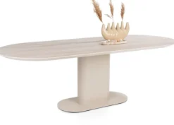 Brianto, eetkamertafel 240 x 100 cm - keramiek blad Travertin - Creme